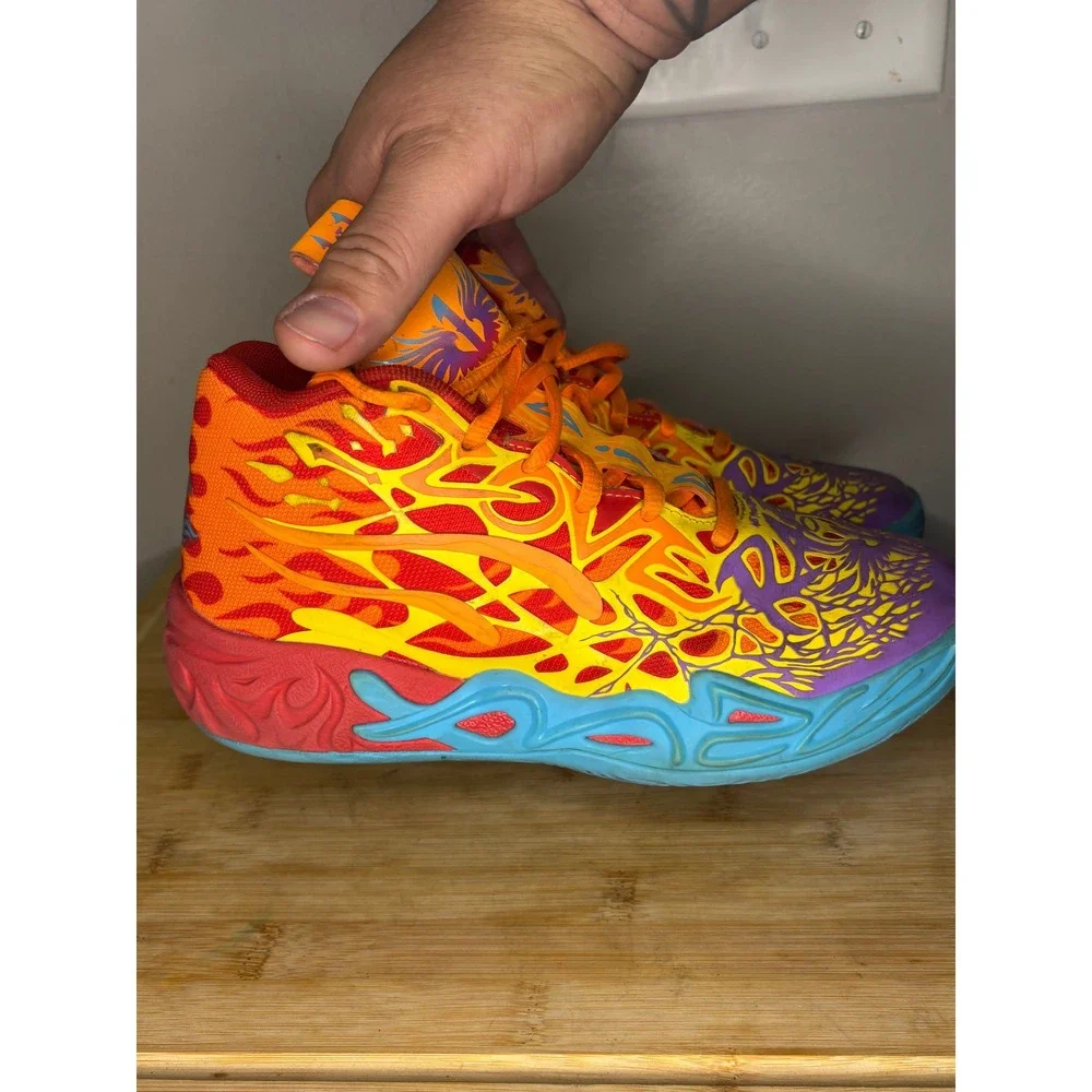 Puma MB.02 LaMelo Ball Phoenix Red Orange Yellow Kids Basketball Shoes 377414-01